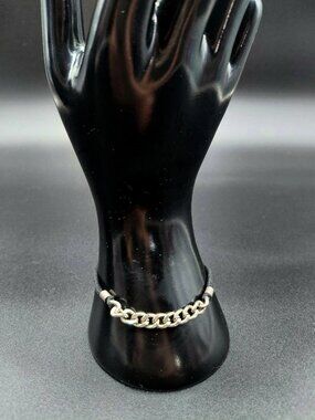 Silver Tone Black Cord Bracelet Wrapped Wire Hook Eye Costume Fashion Jewelry